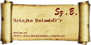 Sztojka Balambér névjegykártya